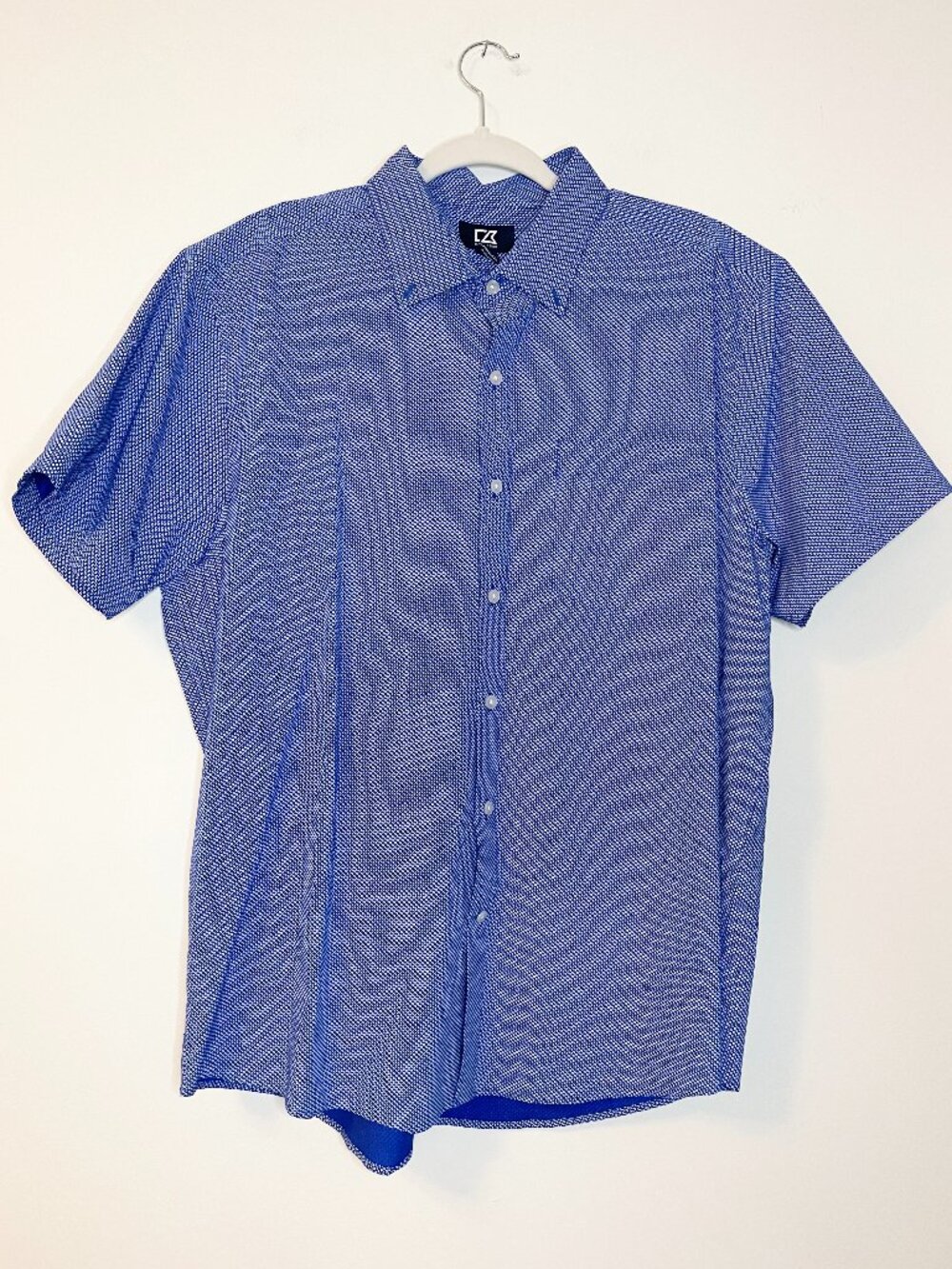 Cutter & Buck XL Blue Non-Iron Button Up Shirt Short Sleeve 100% Cotton